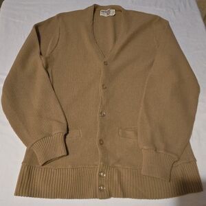 Men's Vintage Beige Cardigan Sweater Woolworth Size L
